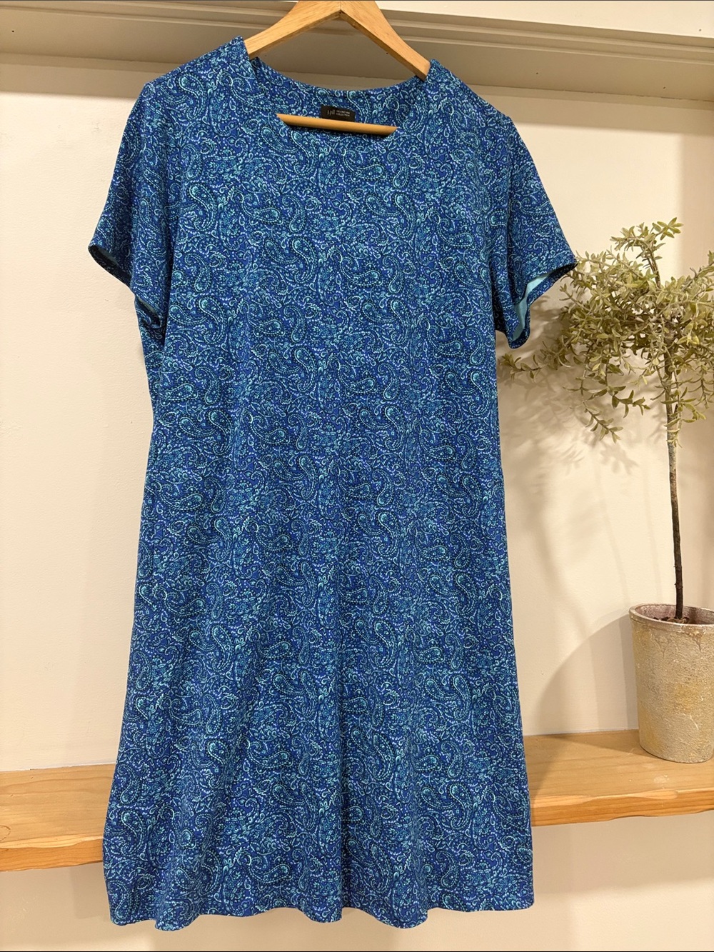 J. Jill Wearever Collection Paisley Short Sleeve Dresa, Size LP